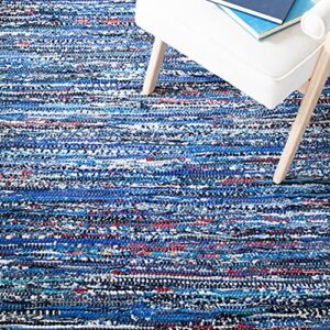 SAFAVIEH Rag Rug Collection 2' x 3' Blue/Multi RAR128B Handmade Boho Stripe Cotton Accent Rug