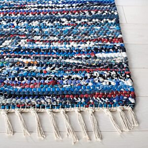 SAFAVIEH Rag Rug Collection 2' x 3' Blue/Multi RAR128B Handmade Boho Stripe Cotton Accent Rug