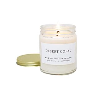 Wax & Wane Desert Copal Modern Scented Candle - 8 Oz Soy Candles Gifts For Women For Home Décor, 40+ Hours Long Lasting Scented Candles Hand Made In The USA From 100% Natural Soy Wax
