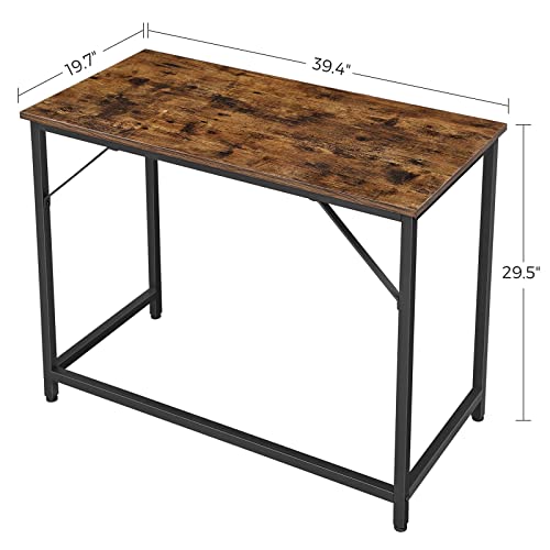 VASAGLE 39-Inch Computer Writing Desk, Home Office Small Study Workstation, Industrial Style PC Laptop Table, Steel Frame, 39.4, Rustic Brown + Black