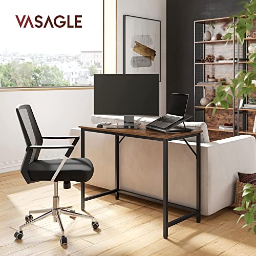 VASAGLE 39-Inch Computer Writing Desk, Home Office Small Study Workstation, Industrial Style PC Laptop Table, Steel Frame, 39.4, Rustic Brown + Black