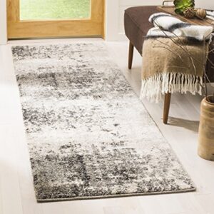 safavieh retro collection 2’3″ x 15′ light grey/grey ret2139 modern abstract non-shedding living room bedroom runner rug