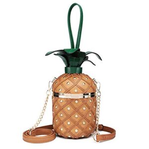pineapple shape pu leather with chain women’s clutch party bag purse