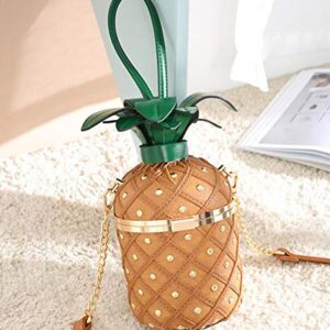 Pineapple Shape Pu Leather With Chain Women'S Clutch Party Bag Purse