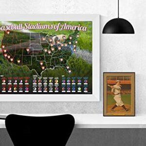 Baseball Stadiums of America Scratch Off Map | Lists National & Major League Teams | MLB Ballpark Wall Poster, Bucket List, & Tracker of Visited Parks | Gift for Baseball Enthusiasts & Sport Fans