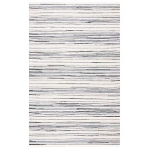 safavieh rag rug collection 2′ x 3′ ivory/grey rar126a handmade boho stripe cotton accent rug