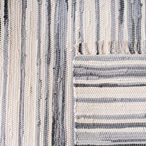 SAFAVIEH Rag Rug Collection 2' x 3' Ivory/Grey RAR126A Handmade Boho Stripe Cotton Accent Rug