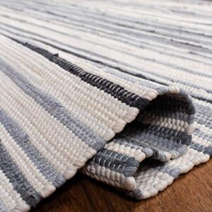 SAFAVIEH Rag Rug Collection 2' x 3' Ivory/Grey RAR126A Handmade Boho Stripe Cotton Accent Rug