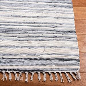 SAFAVIEH Rag Rug Collection 2' x 3' Ivory/Grey RAR126A Handmade Boho Stripe Cotton Accent Rug