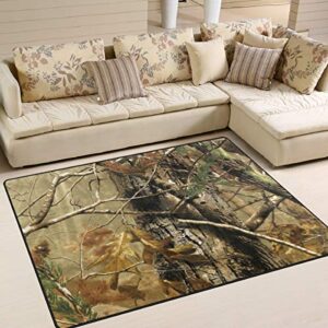 hunting camo area rug 5’x 7′, educational polyester area rug mat for living dining dorm room bedroom home decorative
