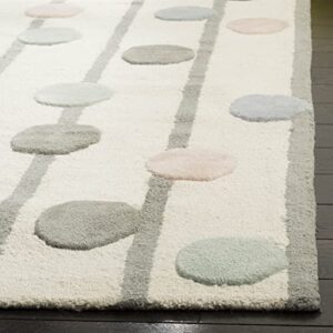 SAFAVIEH Kids Collection 5' x 7' Ivory/Multi SFK909A Handmade Polka Dot Stripe Wool Area Rug