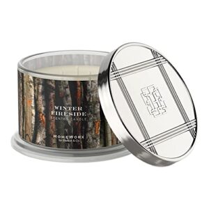 premium scented 4-wick candle, winter fireside, homeworx by slatkin & co – 18 oz – long-lasting jar candle, 30-55 hours burn time – sultry incense, smoked firewood, clove buds & mulled spices