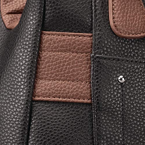 B.Amici™ Nicole RFID Greenwich Multi-Pocket Leather Satchel, RFID Protection, 2-Tone Design