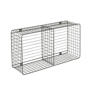 spectrum diversified vintage wall mount office or entryway wire basket cube rack station, one, industrial gray