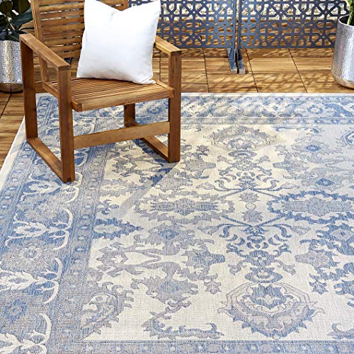 Home Dynamix Nicole Miller Patio Country Ayana Indoor/Outdoor Area Rug, 5'2"x7'2", Traditional Gray/Blue