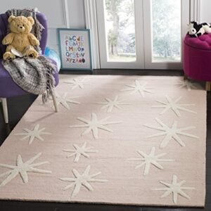 safavieh kids collection 8′ x 10′ pink / ivory sfk908p handmade starbursts wool area rug