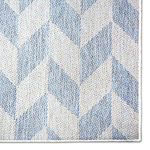 Nicole Miller New York Patio Country Calla Contemporary Herringbone Indoor/Outdoor Area Rug, Blue/Grey, 7'9"x10'2"