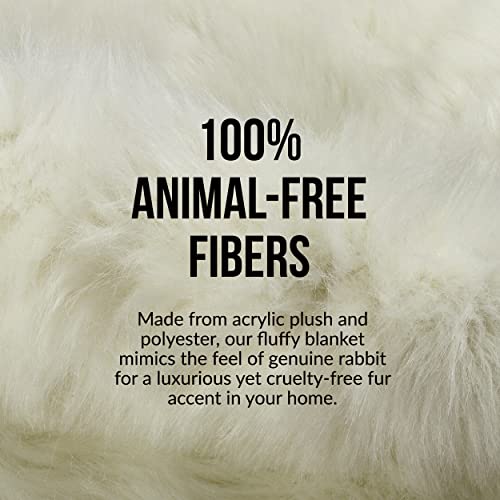 Luxe Faux Cowhide Rug for Rustic and Western Decor | Low Pile Faux Fur Rug with Off White Cow Print | Cruelty-Free Fade Resistant Living Room Rugs | 4-1/4 x 5 ft