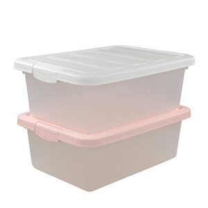 Yubine Plastic Bin with Lid, 14 Quart Latching Tote, 2 Packs