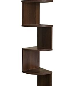 EWEI'S HomeWares 5-Tier Large Corner Wall Mount Shelf, Walnut