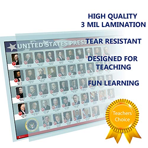 USA Presidents of the united states Of America poster NEW chart LAMINATED Classroom Landscape school wall decoration learning history flag metal (15x20)