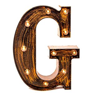 led marquee letter lights wall decoration vintage style light up 26 alphabet letter signs for wedding birthday party christmas home bar cafe initials decor （g）