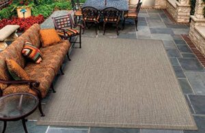 couristan recife saddle stitch indoor/outdoor area rug champagne/taupe, 2′ x 3’7″