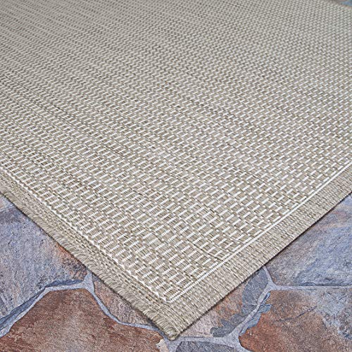 Couristan Recife Saddle Stitch Indoor/Outdoor Area Rug Champagne/Taupe, 2' x 3'7"