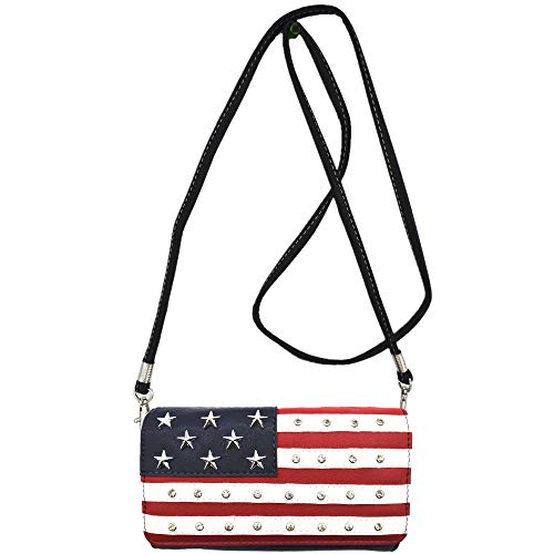 American Flag USA Stars and Stripes Concealed Carry Purse Women Country Handbag Wallet Set Red White Blue (#3 Navy Blue Set)