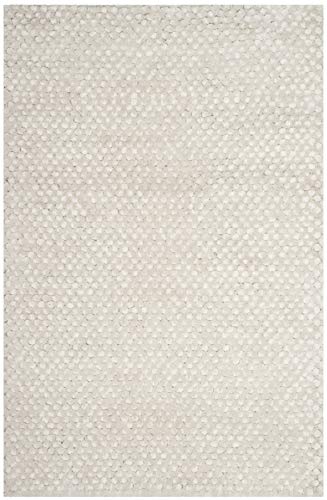 SAFAVIEH Saint Tropez Shag Collection 4' x 6' Snow White STS641W Handmade Solid 1-inch Thick Area Rug