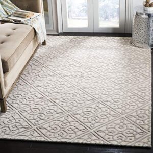 safavieh cambridge collection 8′ x 10′ ivory/grey cam731q handmade trellis premium wool area rug