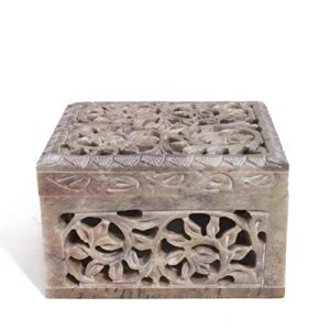 hashcart hand-carved jewelry storage box – decorative trinket box – birthday, anniversary, housewarming, gifts for women | ring box |