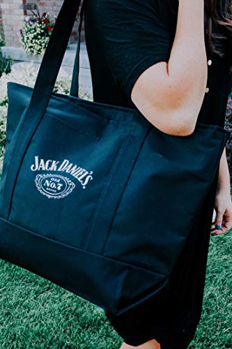 Jack Daniel's Classic Boat Tote – Box Stitched Logo on Front – 25.5” Long Handles – Large Outside Pocket with Zippered Inner Pocket