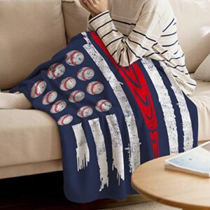 Super Soft Cozy Throw Blanket Twin Size 3D Printed Lightweight Polyester Blankets Independence Day Abstract Baseball Flannel Blanket for Men Women Kids All Seasons 39x49 Inch