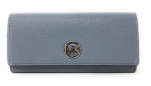 Michael Kors Fulton Flap Continental Carryall Clutch Wallet Purse in Pale Blue