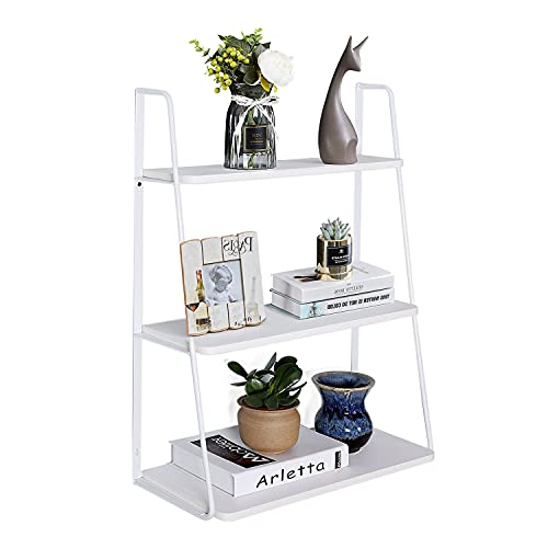 WELLAND 3-Tier Wall Shelf for Home Decor, Wall Mounted Bathroom Shelf, Kitchen Storage Rack, White