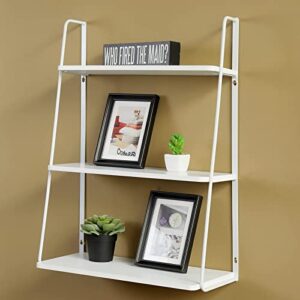 WELLAND 3-Tier Wall Shelf for Home Decor, Wall Mounted Bathroom Shelf, Kitchen Storage Rack, White