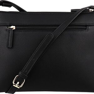 B BRENTANO Vegan Multi-Zipper Crossbody Handbag Purse with Tassel Accents (Black 1)