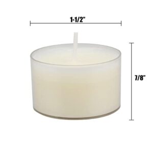 Stonebriar Bulk 96 Pack Unscented Smokeless Long Burning Clear Cup Tea Light Candles with 8 Hour Extended Burn Time, White