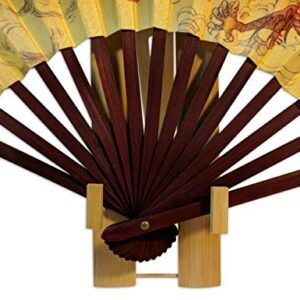 C&K Solutions Bamboo Tripod Folding Fan Stand Wall Mount; Sturdy Display Base; Large Japanese Hand Held Fan Holder