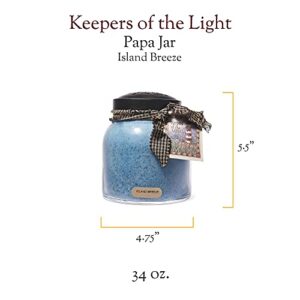 A Cheerful Giver — Island Breeze - 34oz Papa Scented Candle Jar with Lid - Keepers of the Light - 155 Hours of Burn Time, Gift Candle, Blue