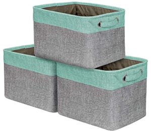 sorbus premium fabric storage cubes 15 inch – big sturdy collapsible storage bins with dual handles – foldable baskets for organizing – decorative cube storage bins for home & office use- 3 pack| teal