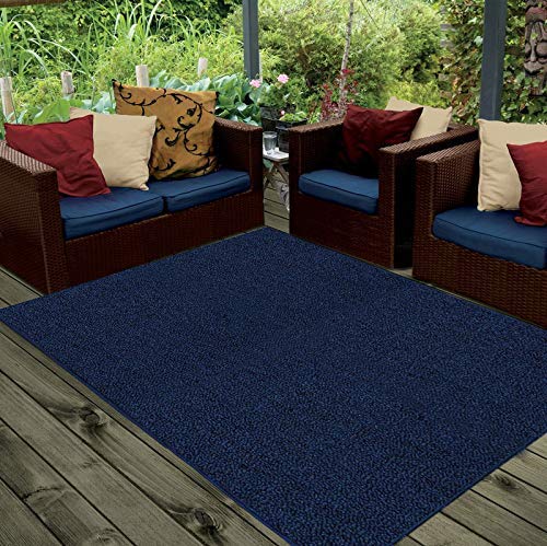 Ambiant Saturn Collection Solid Color Indoor Outdoor Area Rugs Navy - 3' x 5'