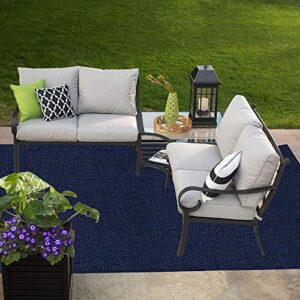 Ambiant Saturn Collection Solid Color Indoor Outdoor Area Rugs Navy - 3' x 5'