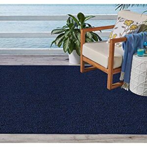 Ambiant Saturn Collection Solid Color Indoor Outdoor Area Rugs Navy - 3' x 5'