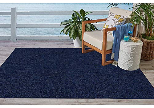 Ambiant Saturn Collection Solid Color Indoor Outdoor Area Rugs Navy - 3' x 5'