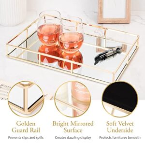 Houseables Mirror Tray, Gold Decorative Countertop, Mirrored Perfume Organizer, 16" x 9", Ornate Vanity Décor, Bathroom Accessories Plate, Jewelry Box, Makeup Holder, Coffee Table Catchall, Brass