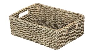 kouboo 1060122 laguna rattan shelf & organizing basket, gray-brown