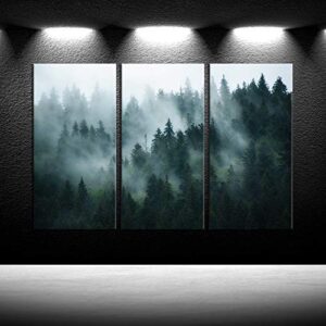 iknow foto natural wall art paintings photographic artworks dark tree misty landscape with fir forest in hipster vintage retro style pictures wrapped canvas for home decoration 16x32inchx3pcs