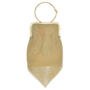 sp sophia collection women’s stunning rhinestone fringe evening purse clutch bag with a circle metal wristlet in gold